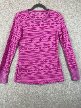 Columbia Thermal Shirt Womens M Pink Omni-Wick Long Sleeve Top Aztec Print Soft